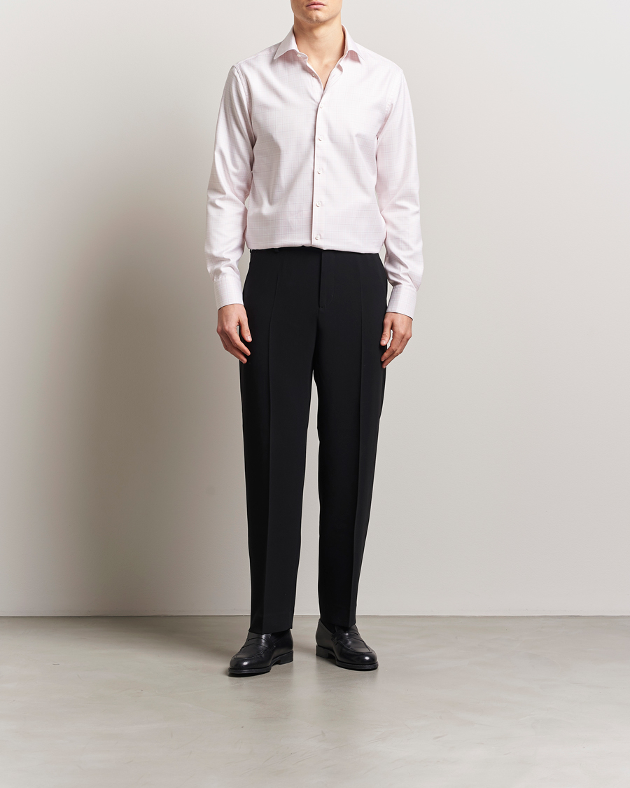 Herr | Skjortor | Stenströms | Fitted Body Checked Shirt Pink