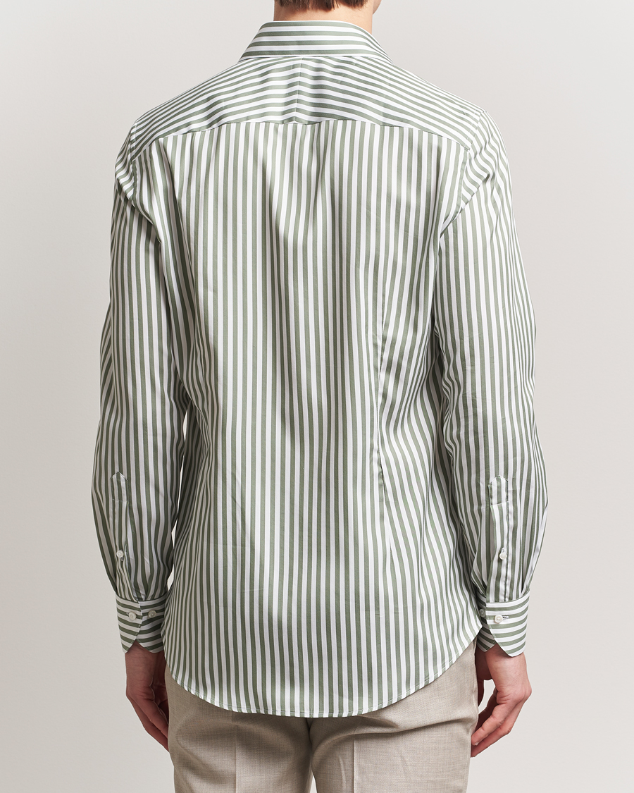 Herr | Skjortor | Stenströms | 1899 Slimline Striped Cotton/Silk Shirt Green