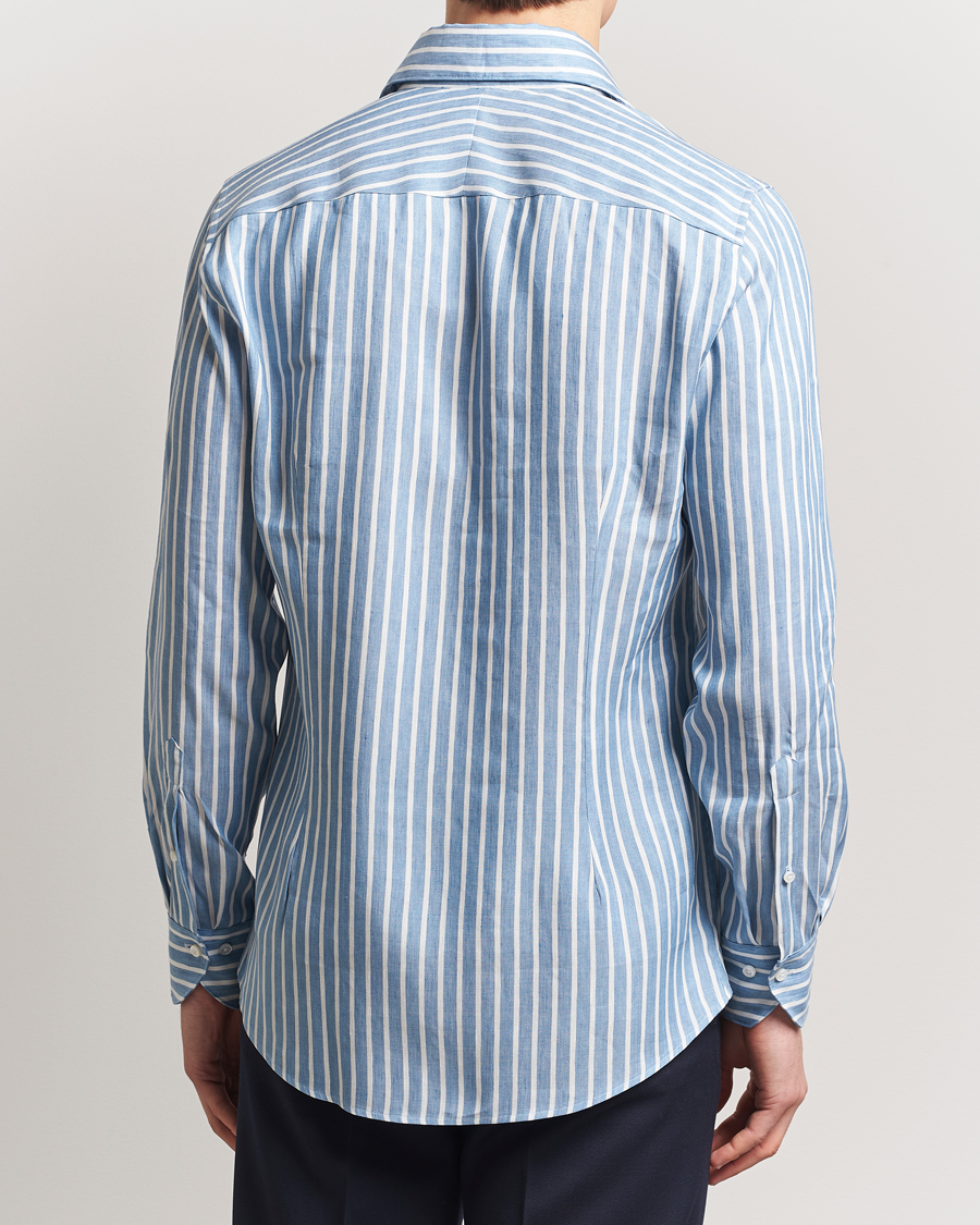 Herr | Skjortor | Stenströms | 1899 Slimline Striped Linen/Lyocell Shirt Blue