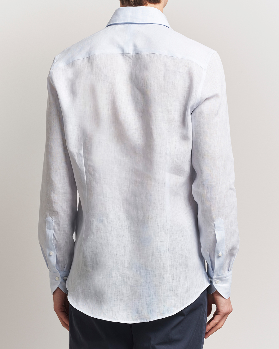 Herr | Skjortor | Stenströms | 1899 Slimline Linen One Piece Collar Shirt Blue