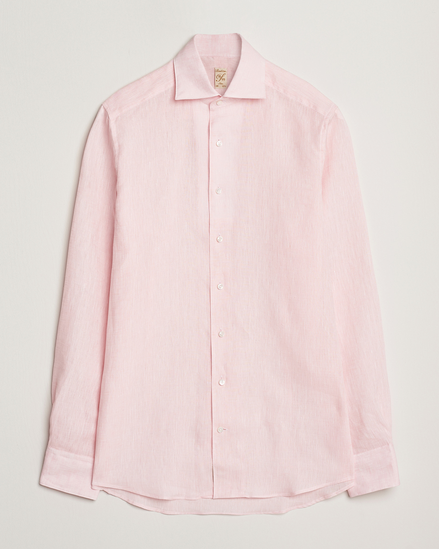 Herr | Skjortor | Stenströms | 1899 Slimline Linen One Piece Collar Shirt Pink