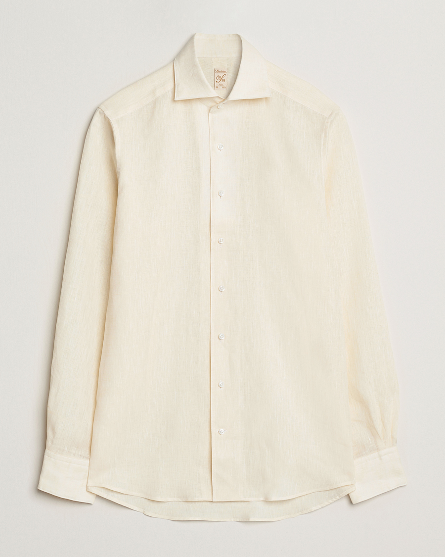 Herr | Skjortor | Stenströms | 1899 Slimline Linen One Piece Collar Shirt Yellow