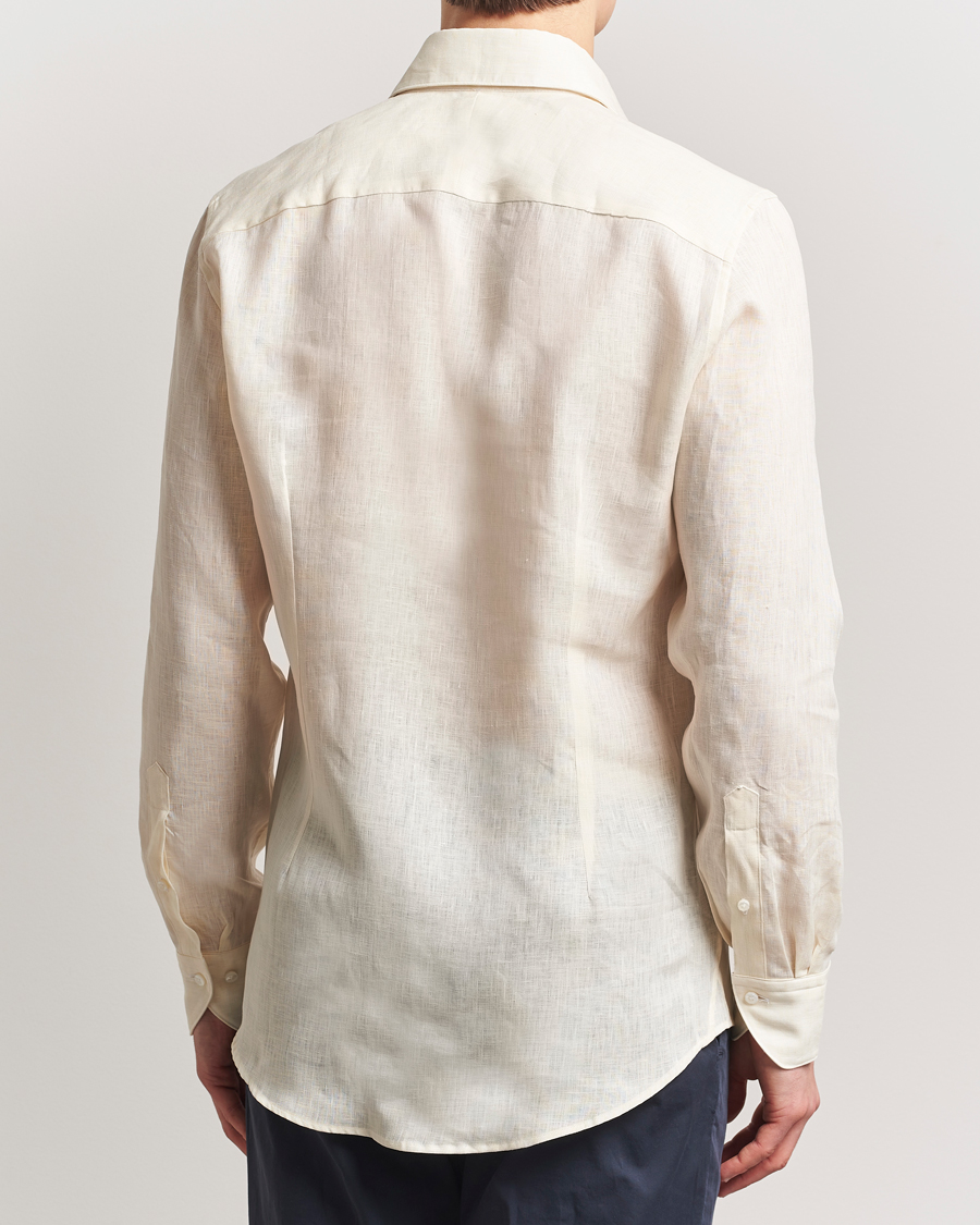 Herr | Skjortor | Stenströms | 1899 Slimline Linen One Piece Collar Shirt Yellow