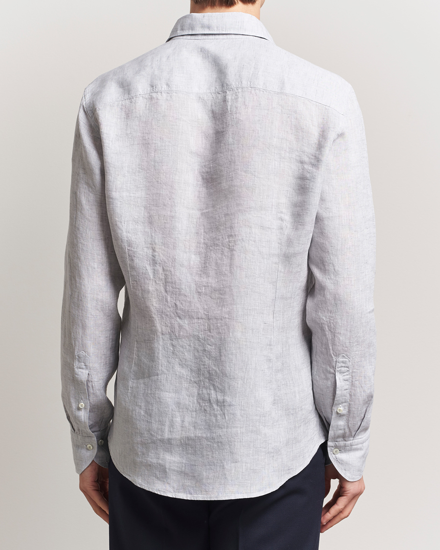 Herr | Skjortor | Stenströms | Slimline Cut Away Linen Shirt Light Grey