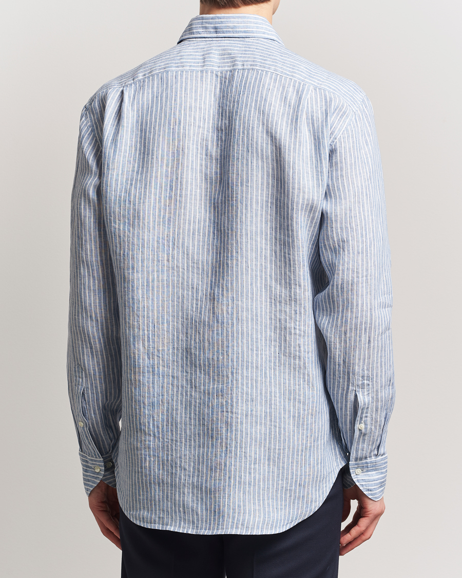 Herr | Skjortor | Stenströms | Fitted Body Striped Linen Shirt Blue
