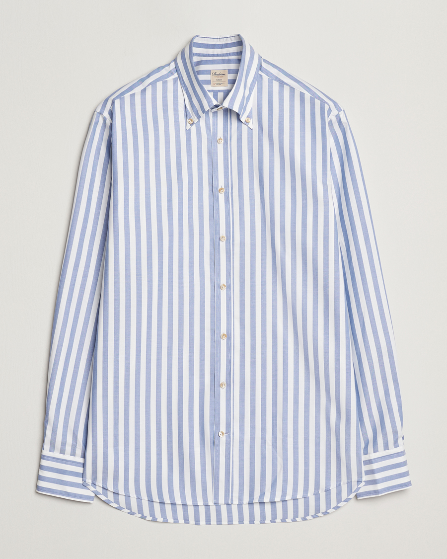 Herr | Skjortor | Stenströms | Fitted Body Wide Stripe Oxford Shirt Blue