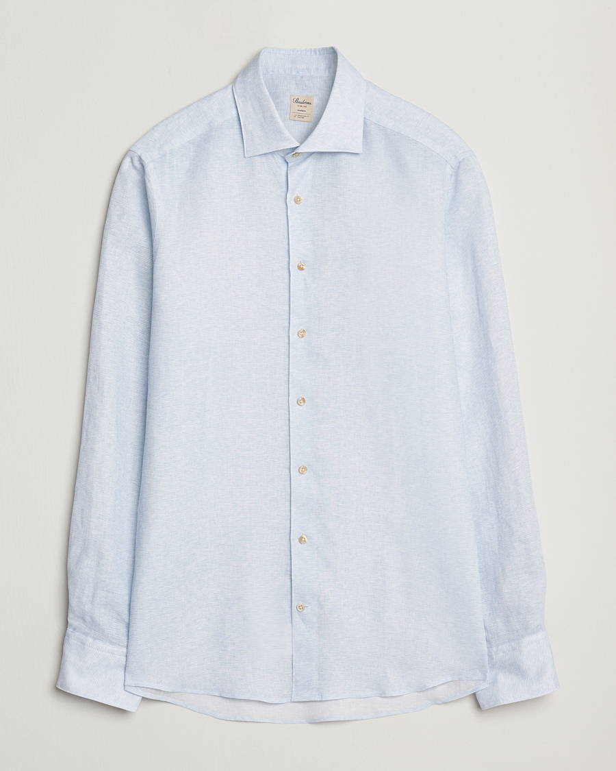 Herr | Skjortor | Stenströms | Slimline Linen/Lycell Shirt Blue