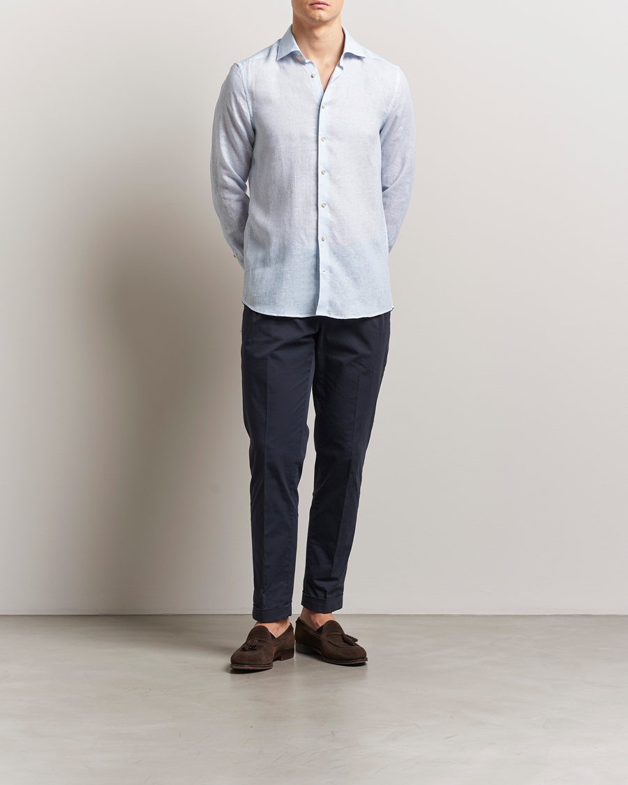 Herr | Skjortor | Stenströms | Slimline Linen/Lycell Shirt Blue
