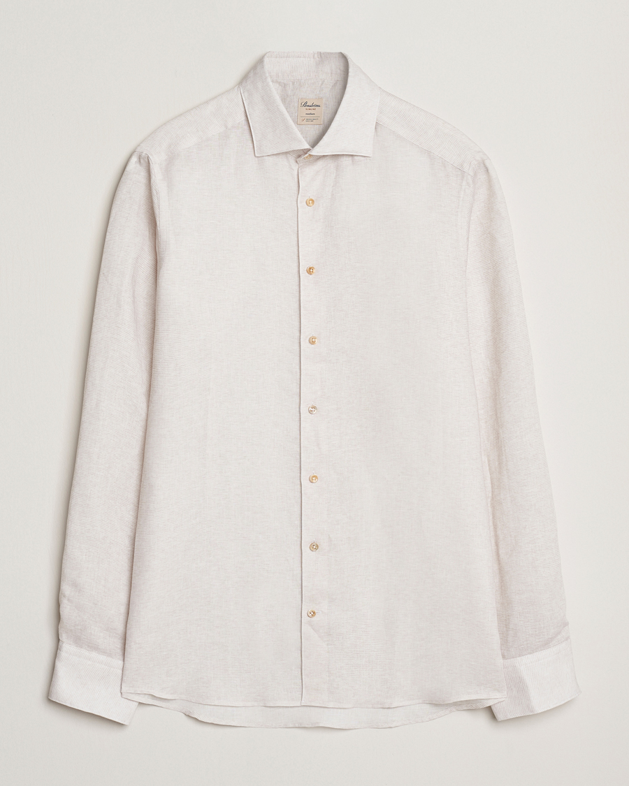 Herr | Skjortor | Stenströms | Slimline Linen/Lycell Shirt Light Grey