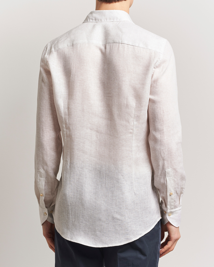 Herr | Skjortor | Stenströms | Slimline Linen/Lycell Shirt Light Grey