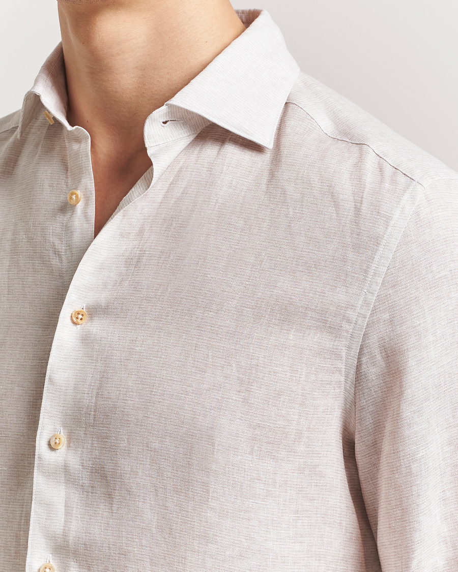 Herr | Skjortor | Stenströms | Slimline Linen/Lycell Shirt Light Grey