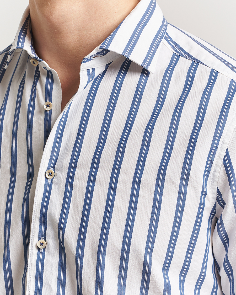 Herr | Skjortor | Stenströms | Slimline Striped Casual Shirt Blue/White