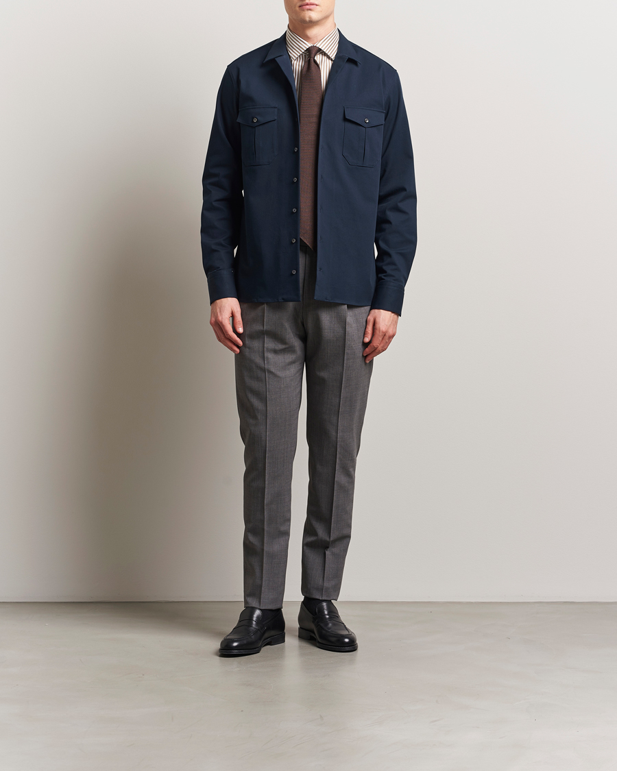 Herr | Skjortor | Stenströms | Cotton Stretch Overshirt Navy