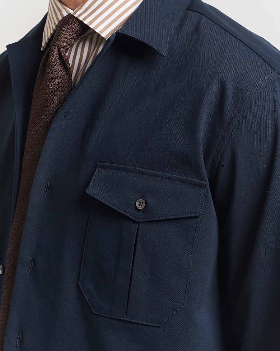 Herr | Skjortor | Stenströms | Cotton Stretch Overshirt Navy