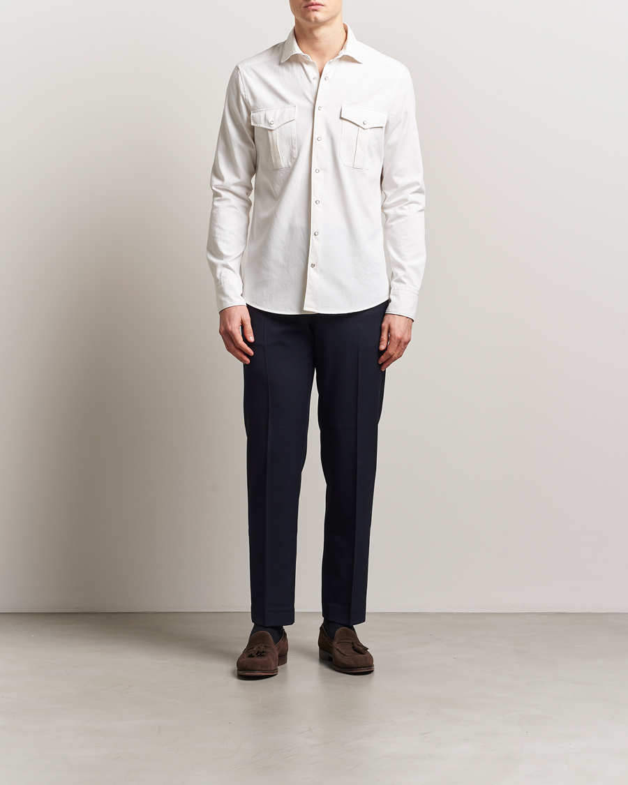 Herr | Skjortor | Stenströms | Slimline Double Pocket Shirt White