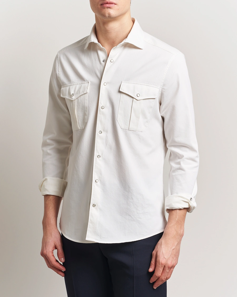 Herr | Skjortor | Stenströms | Slimline Double Pocket Shirt White