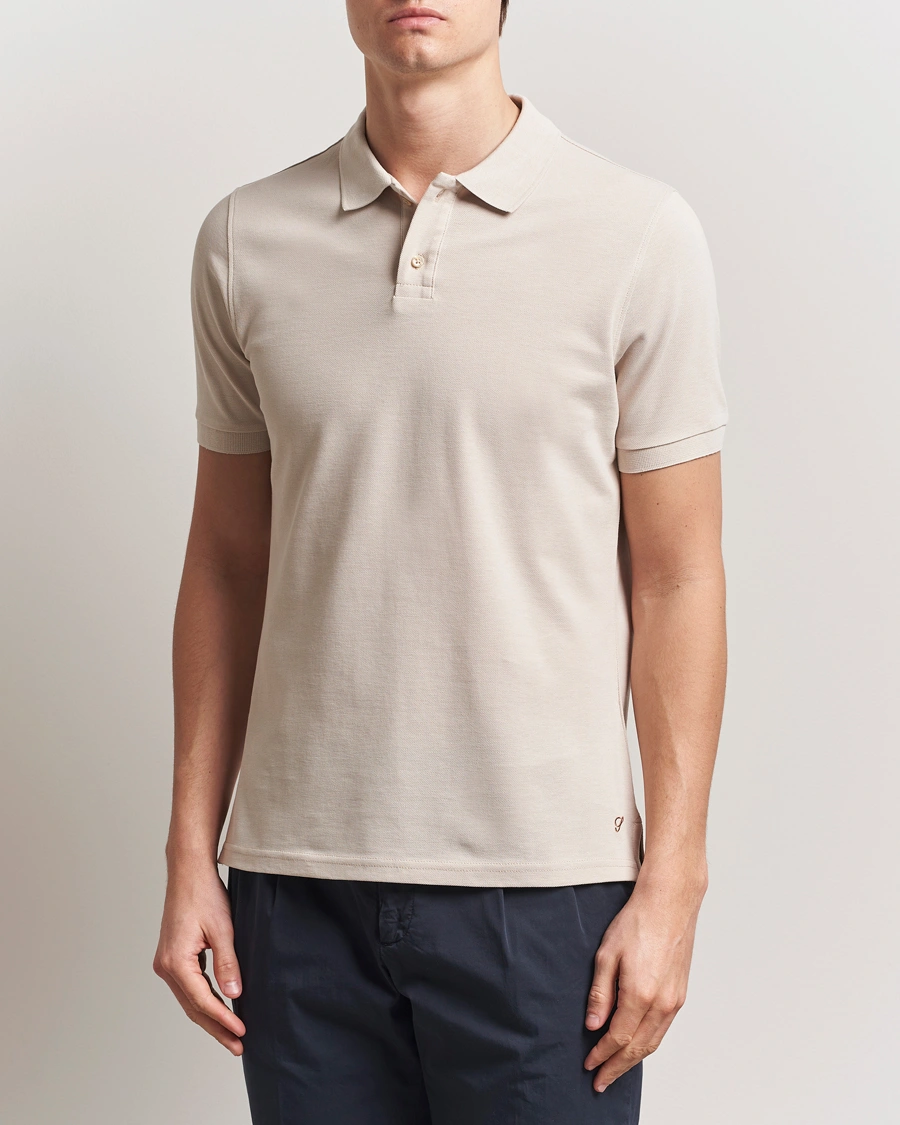 Herr | Pikéer | Stenströms | Organic Cotton Piquet Polo Shirt Beige