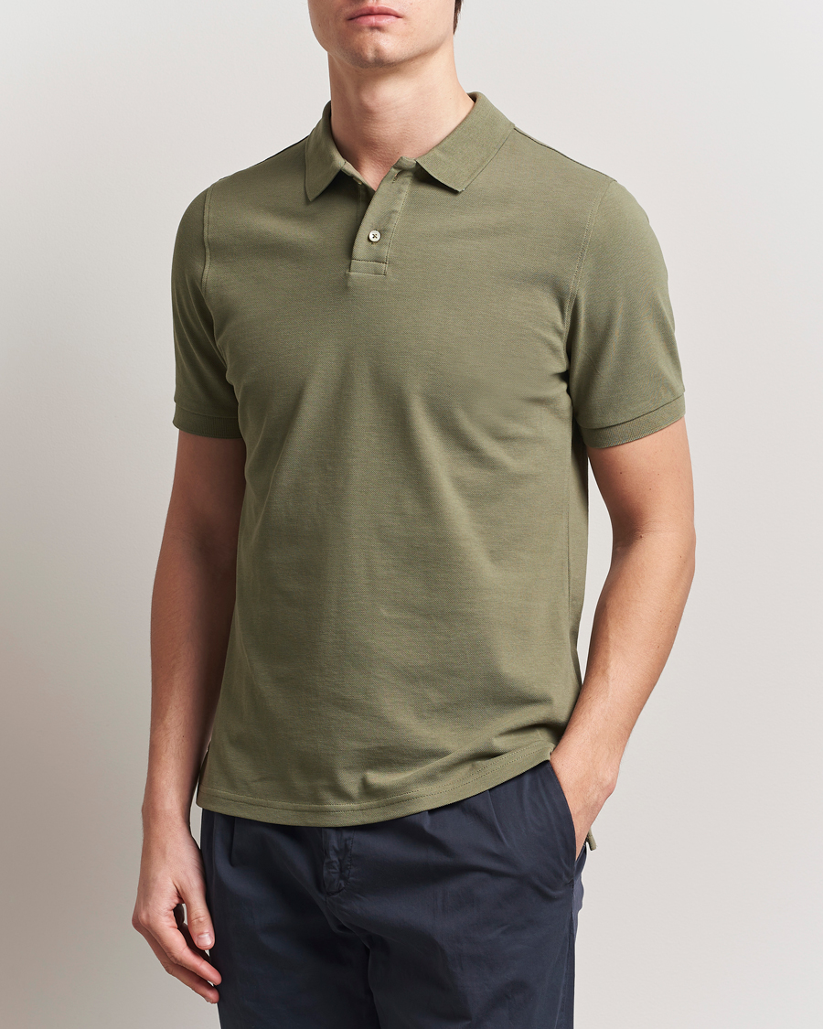 Herr | Pikéer | Stenströms | Organic Cotton Piquet Polo Shirt Olive