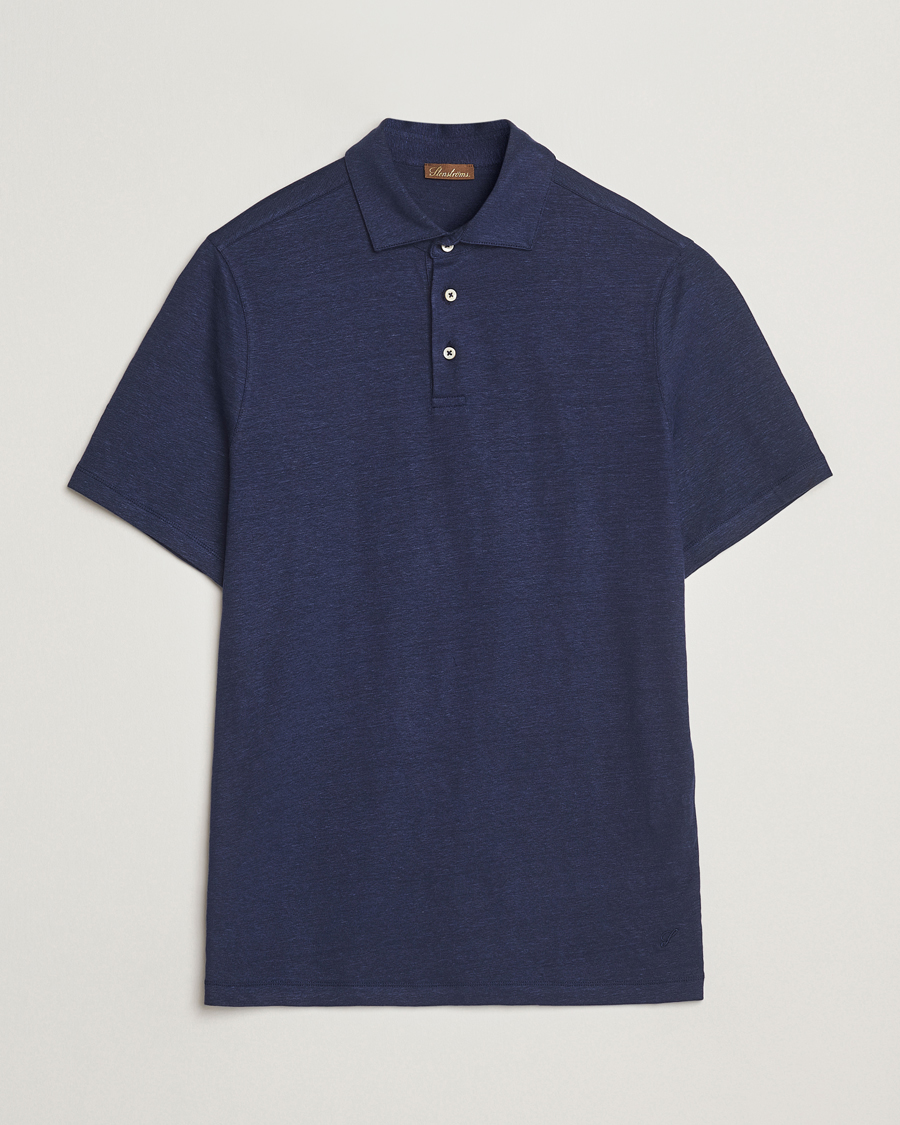 Herr | Pikéer | Stenströms | Linen Polo Shirt Navy