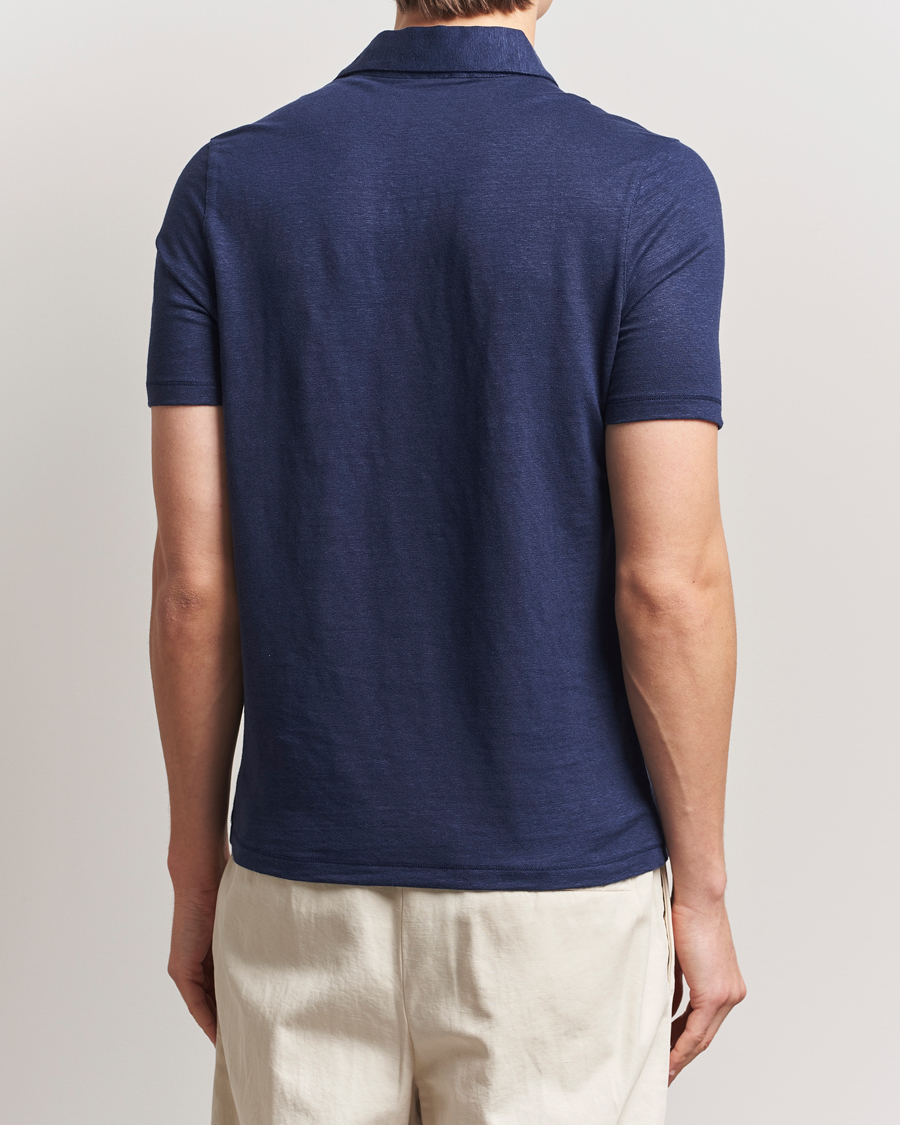 Herr | Pikéer | Stenströms | Linen Polo Shirt Navy