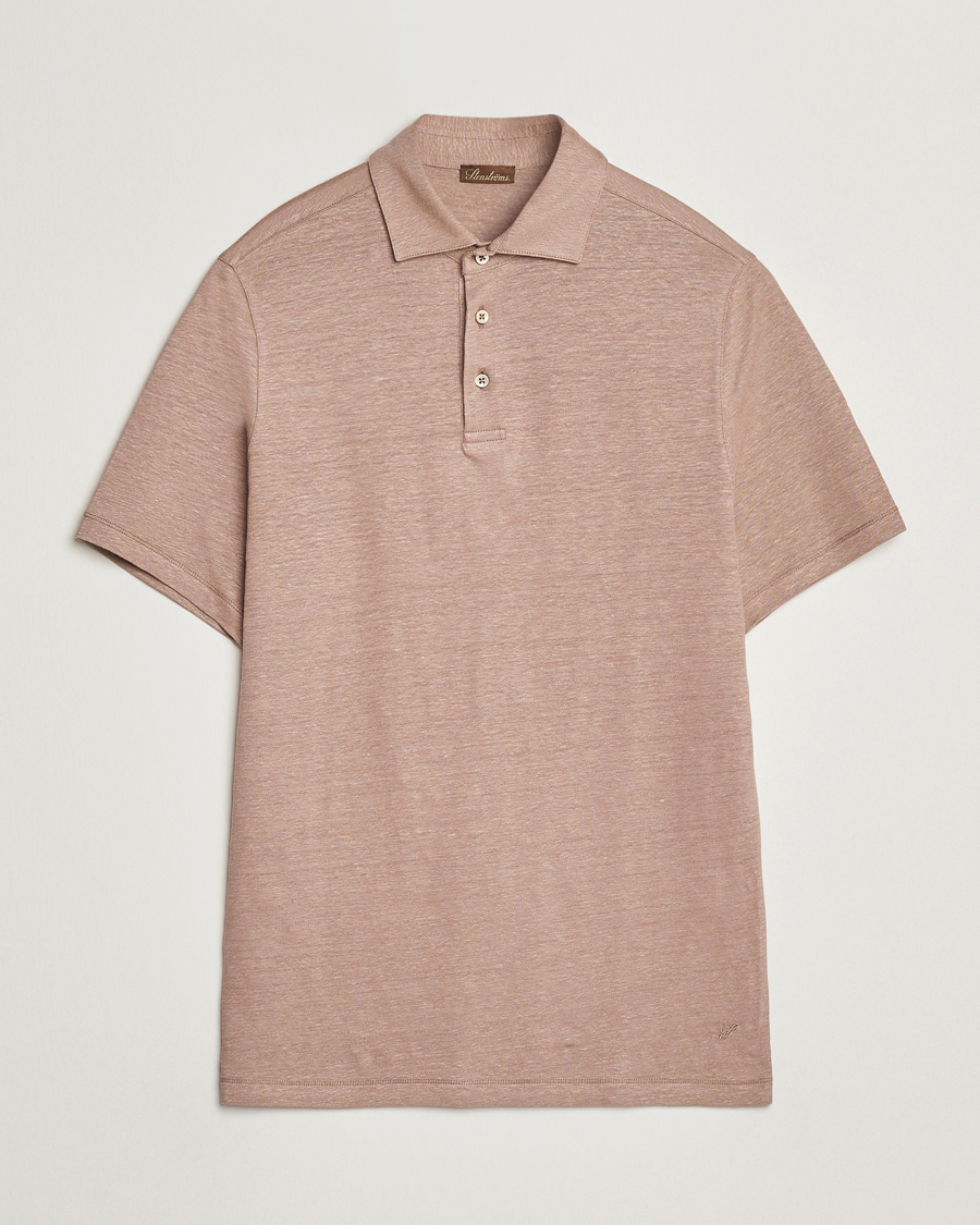 Herr | Pikéer | Stenströms | Linen Polo Shirt Light Brown