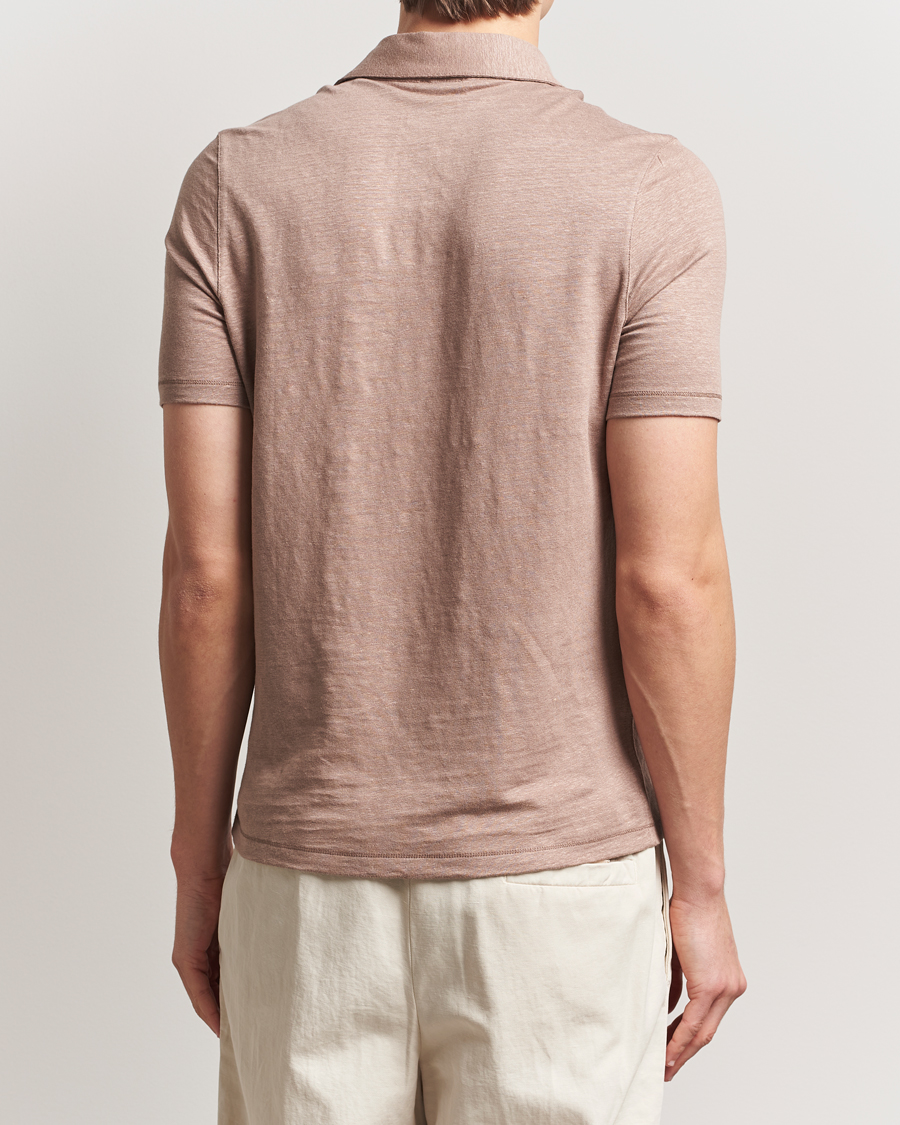Herr | Pikéer | Stenströms | Linen Polo Shirt Light Brown