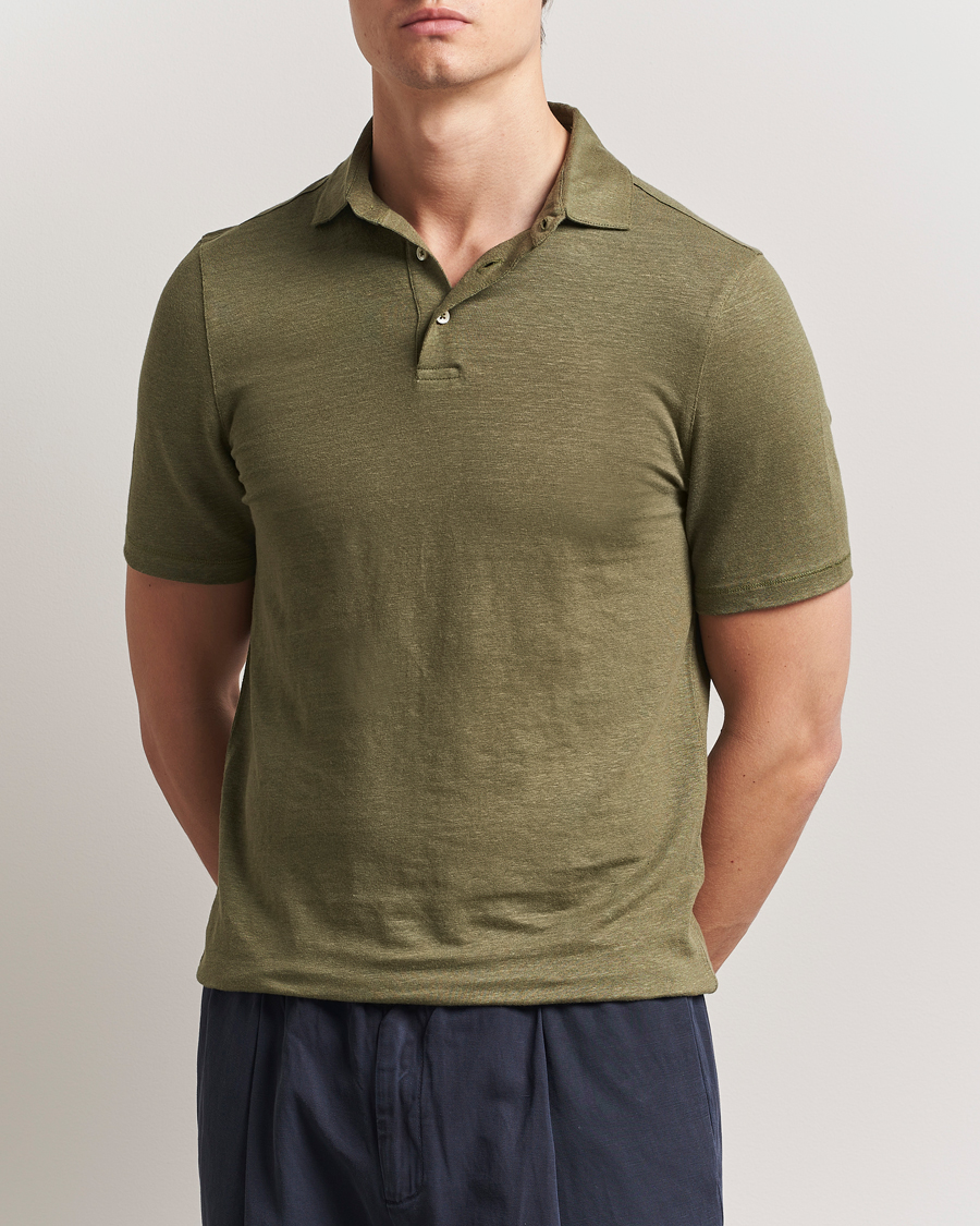 Herr | Pikéer | Stenströms | Linen Polo Shirt Olive
