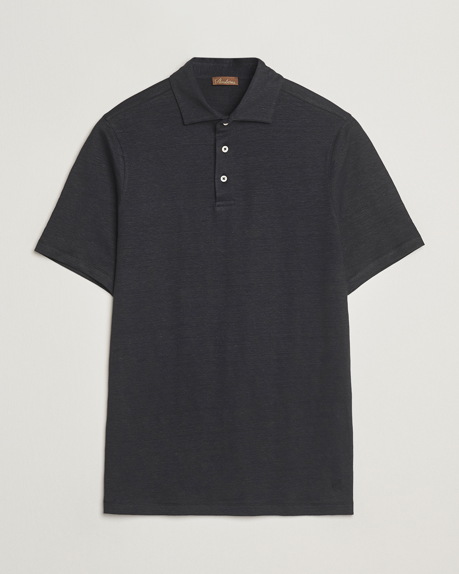 Herr | Pikéer | Stenströms | Linen Polo Shirt Black
