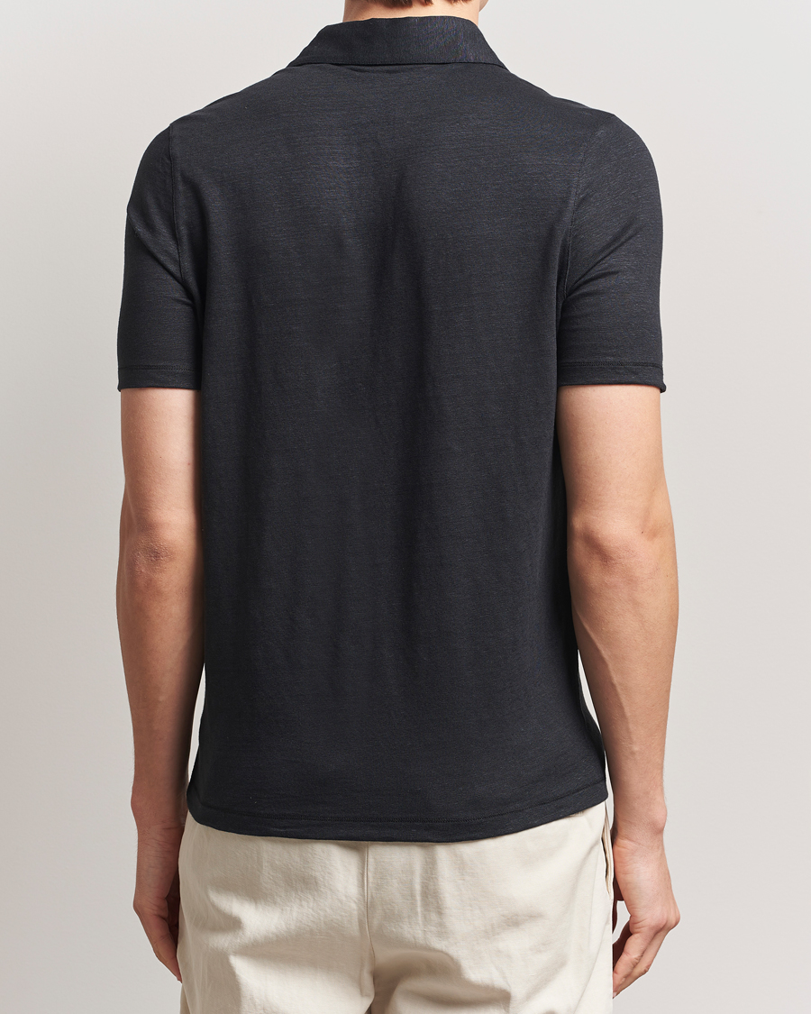 Herr | Pikéer | Stenströms | Linen Polo Shirt Black
