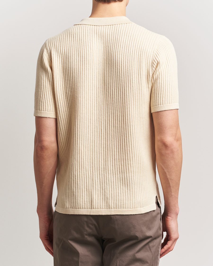 Herr | Skjortor | Stenströms | Knitted Buttonthru Polo Shirt Beige