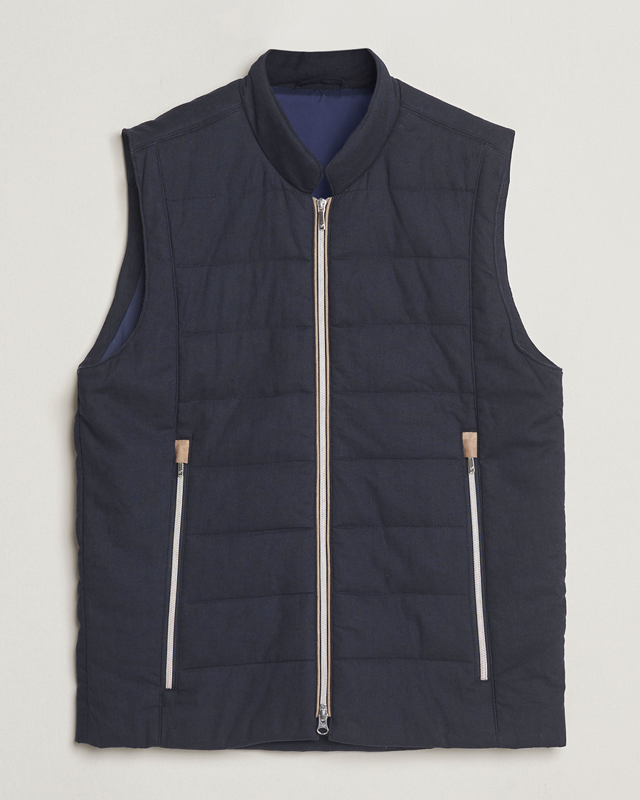 Herr | Västar | Stenströms | Linen/Alcantar Vest Navy