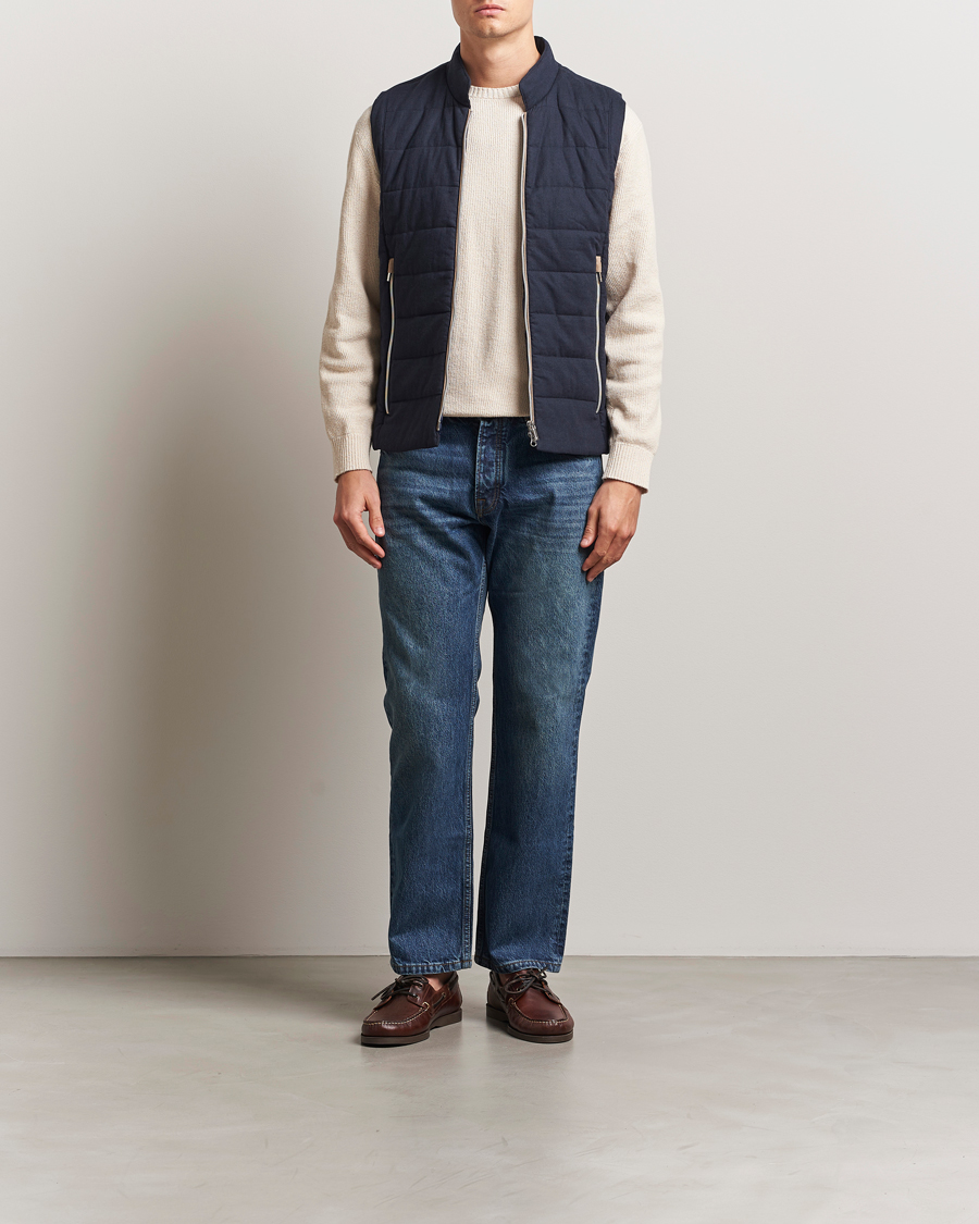 Herr | Jackor | Stenströms | Linen/Alcantar Vest Navy