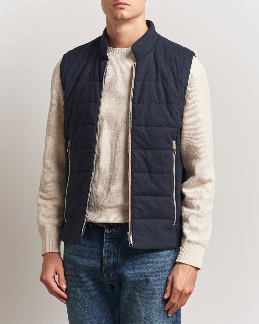Herr | Västar | Stenströms | Linen/Alcantar Vest Navy