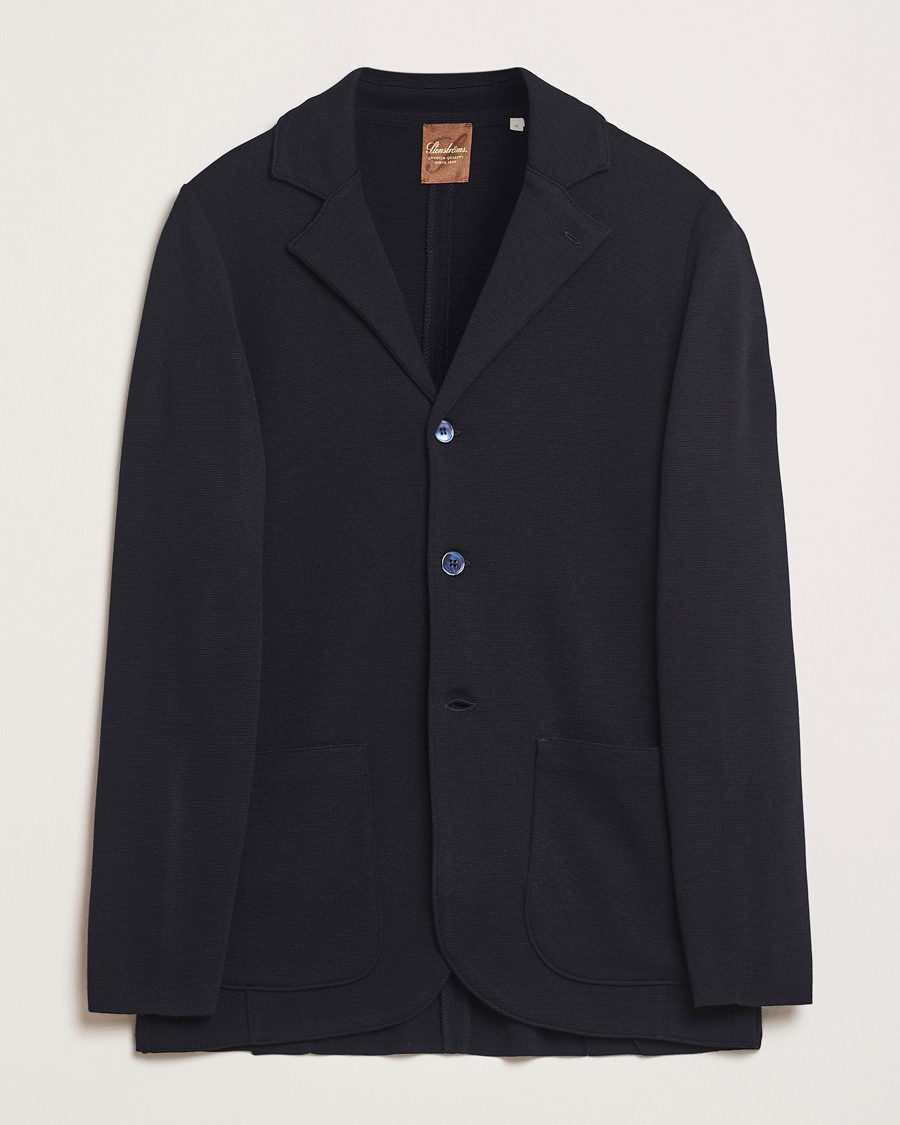 Herr | Kavajer | Stenströms | Milano Knitted Merino Blazer Navy