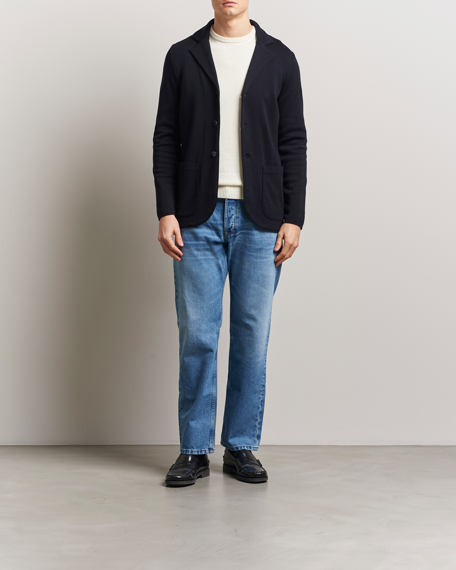Herr | Kavajer | Stenströms | Milano Knitted Merino Blazer Navy