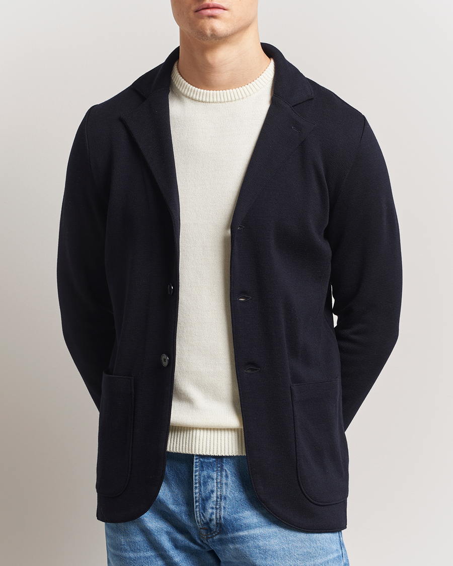 Herr | Kavajer | Stenströms | Milano Knitted Merino Blazer Navy