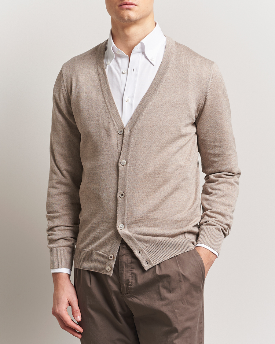 Herr | Tröjor | Stenströms | Merino Cardigan Beige