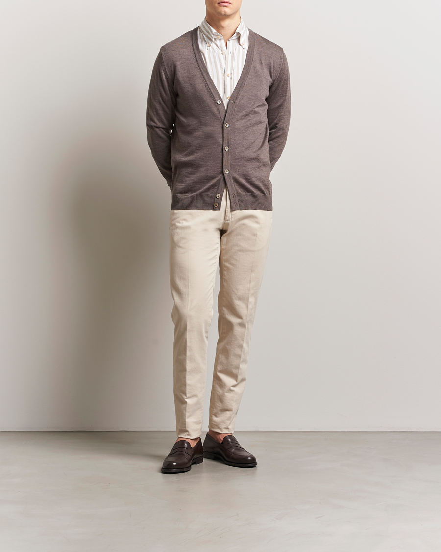 Herr | Tröjor | Stenströms | Merino Cardigan Brown