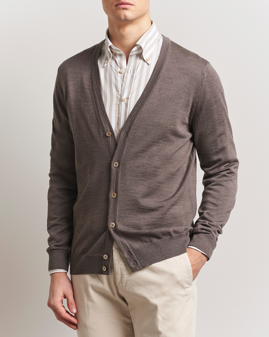 Herr | Tröjor | Stenströms | Merino Cardigan Brown