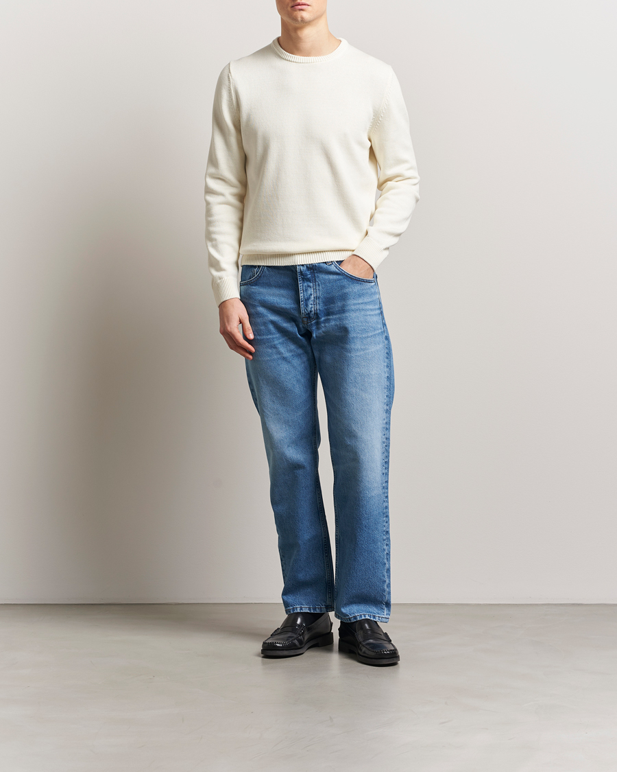 Herr | Tröjor | Stenströms | Organic Cotton Knitted Sweater White