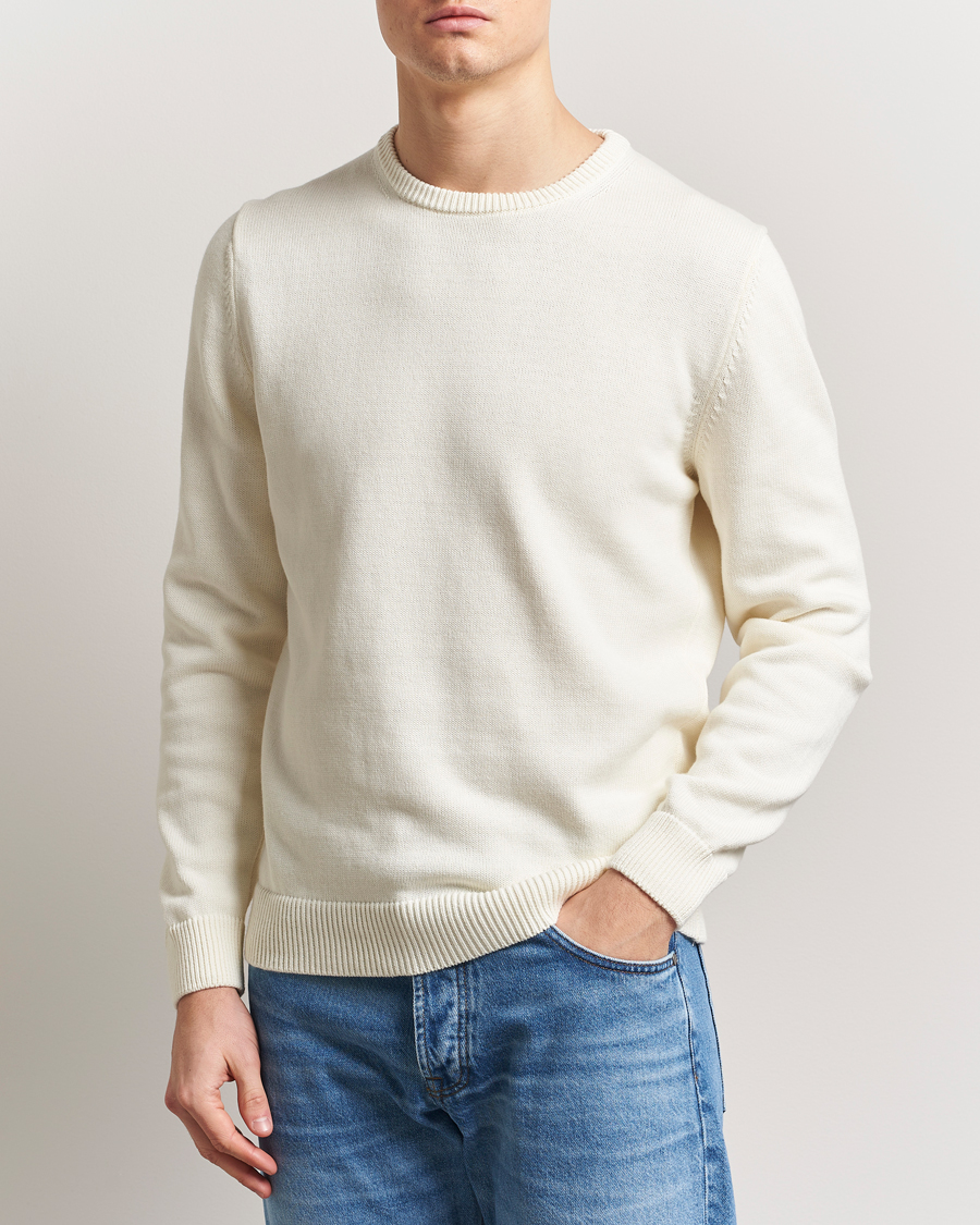 Herr | Tröjor | Stenströms | Organic Cotton Knitted Sweater White