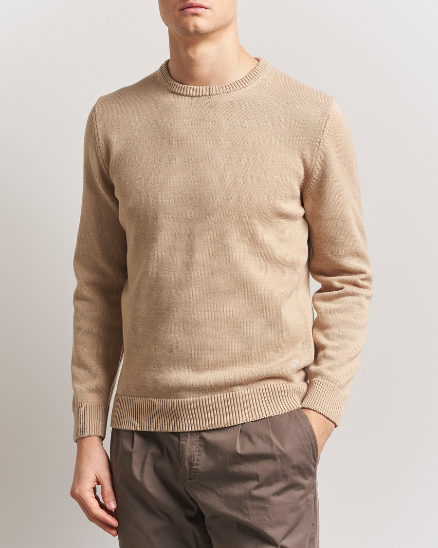 Herr | Tröjor | Stenströms | Organic Cotton Knitted Sweater Beige