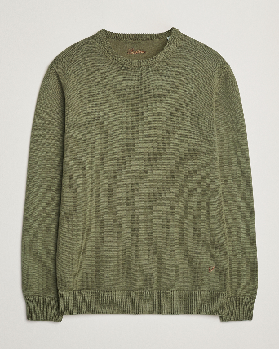 Herr | Tröjor | Stenströms | Organic Cotton Knitted Sweater Olive