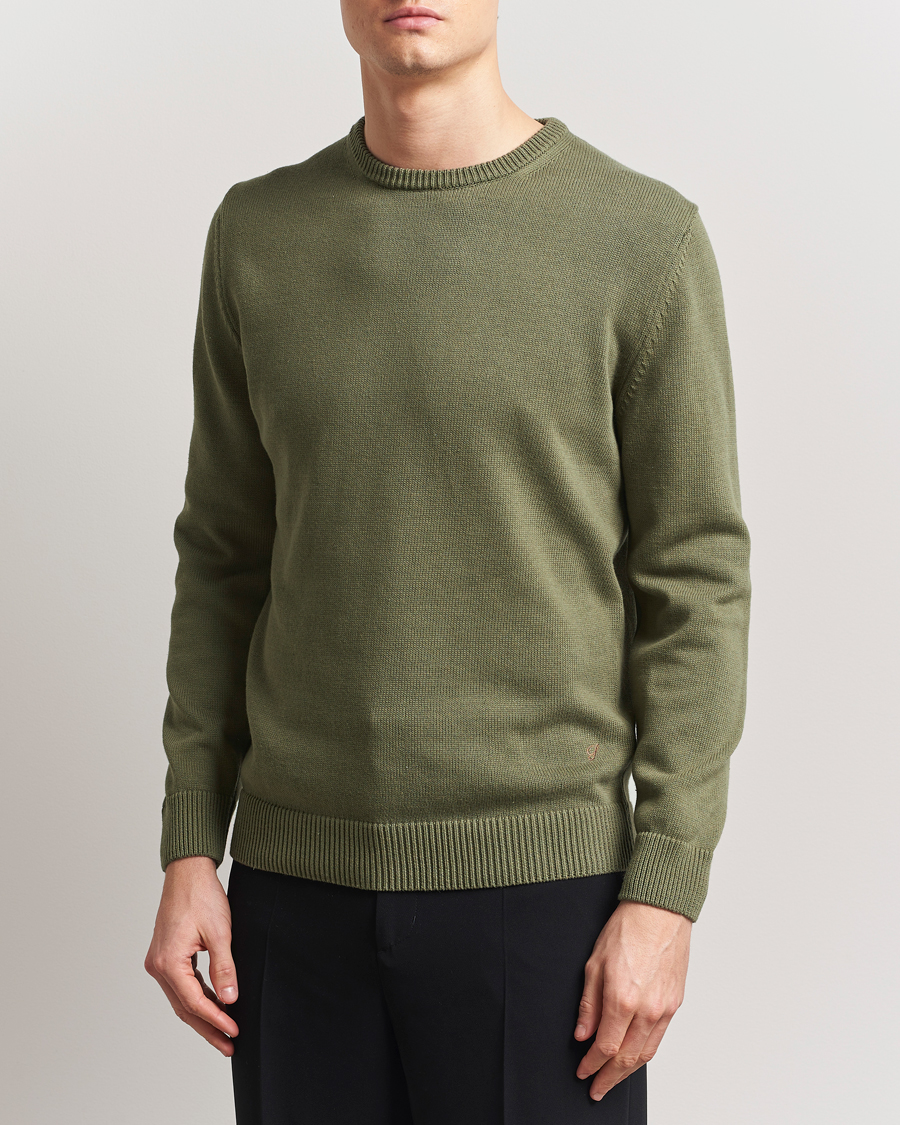 Herr | Tröjor | Stenströms | Organic Cotton Knitted Sweater Olive