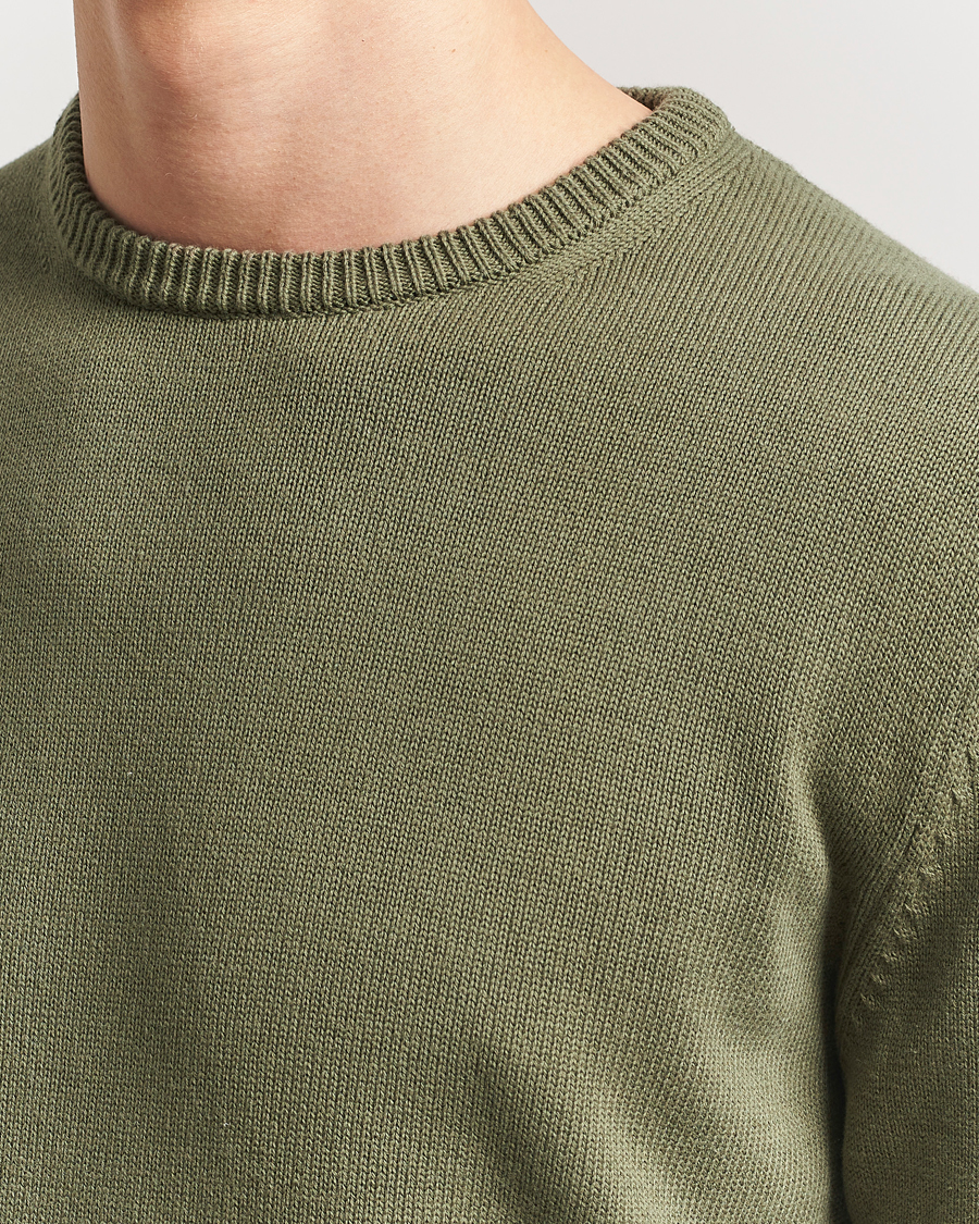 Herr | Tröjor | Stenströms | Organic Cotton Knitted Sweater Olive