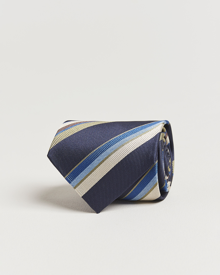 Herr | Slipsar | Stenströms | Striped Silk Tie Navy