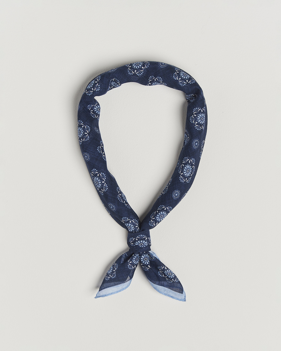 Herr | Scarves | Stenströms | Printed Cotton Bandana Navy