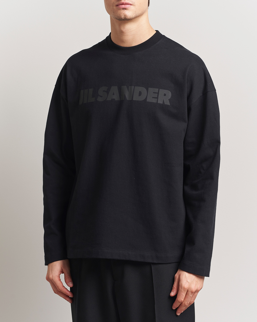 Herr | Tröjor | Jil Sander | Round Collar Tonal Logo Crew Neck Black