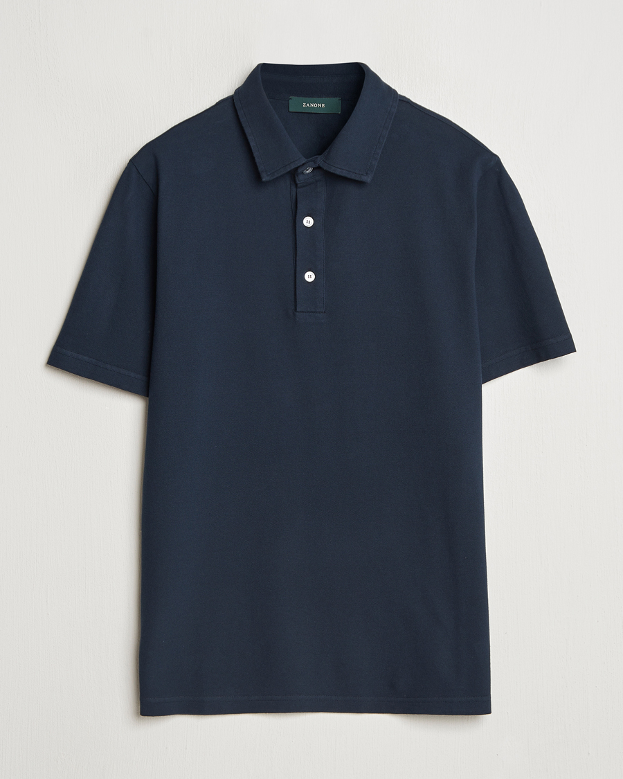 Herr | Pikéer | Zanone | Soft Cotton Piquet Polo Navy