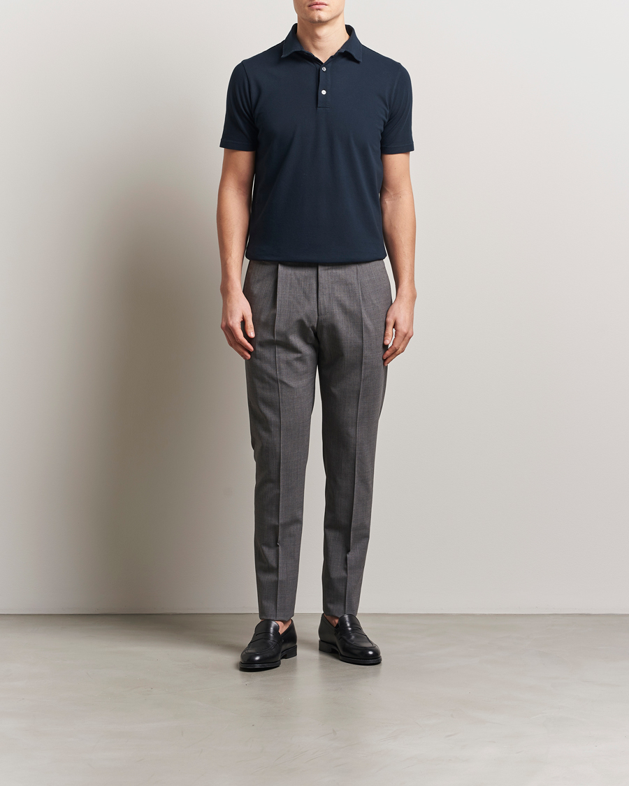 Herr | Pikéer | Zanone | Soft Cotton Piquet Polo Navy